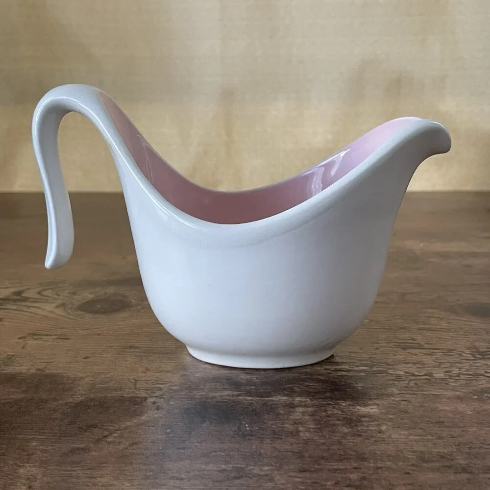Vintage Taylor Smith Taylor Ever Yours Wild Quince Creamer Pink White Floral MCM